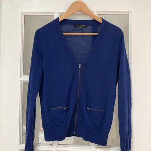 100% extra fine merino wool ann taylor blue cardigan